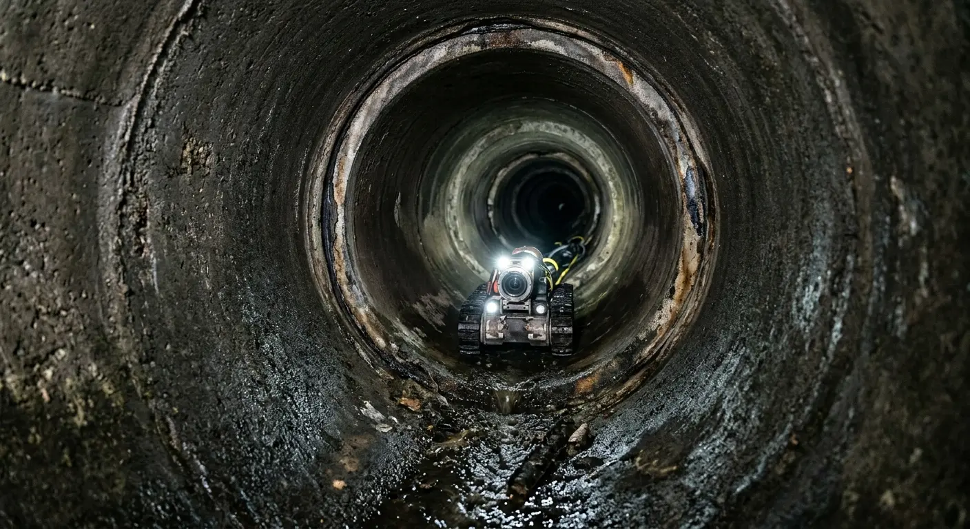 Robotic sewer camera inspecting pipe interior for Drain Snake Service in Bartlett